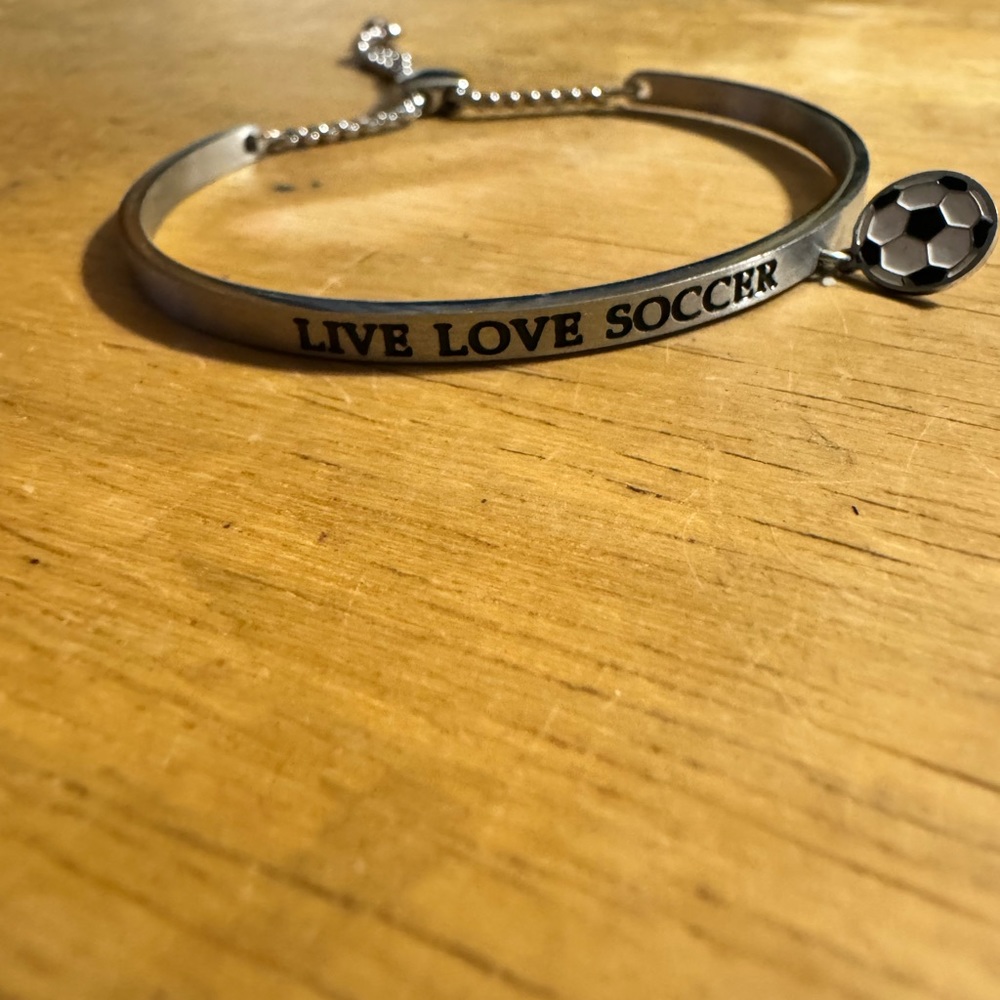 RCI Stainless Steel Live Love Soccer Bracelet